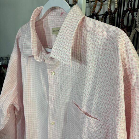 TOMMY BAHAMA dress shirt Men's Pink Checkered Shirt button up - Picture 4 of 8